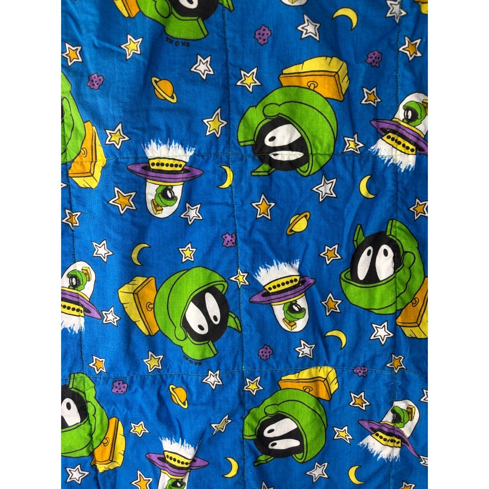 Marvin the Martian Looney Tunes Handmade Quilt Reversible Robot Space Blanket - Picture 7 of 14